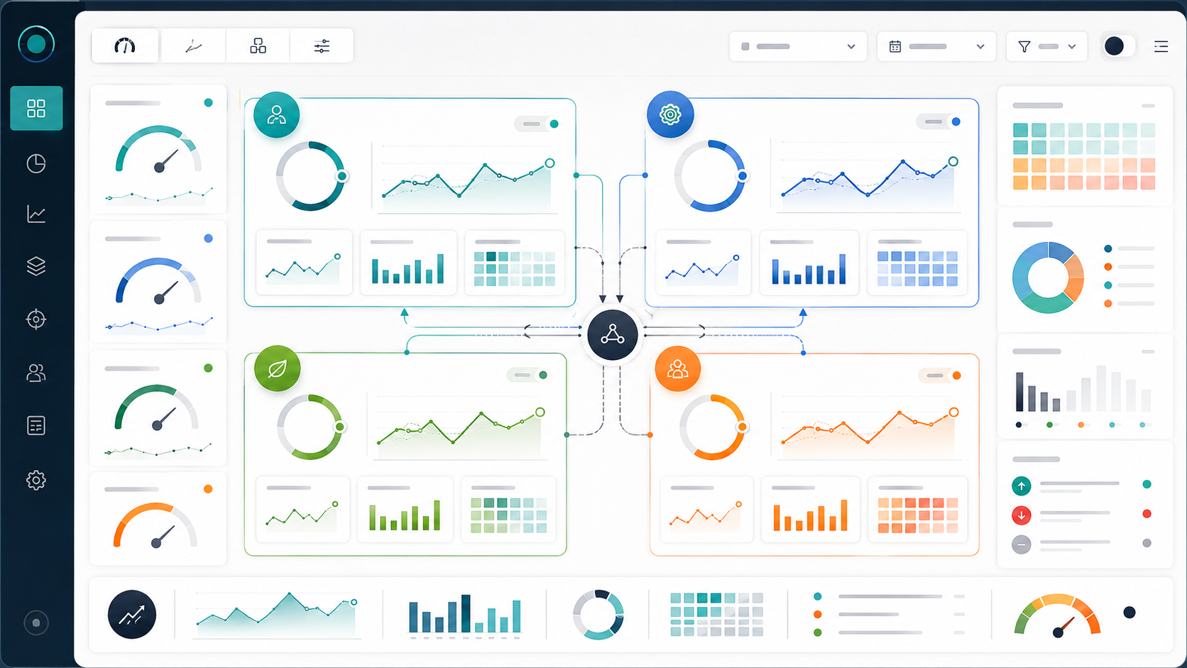 Balanced Scorecard map showing company goals and KPI measures