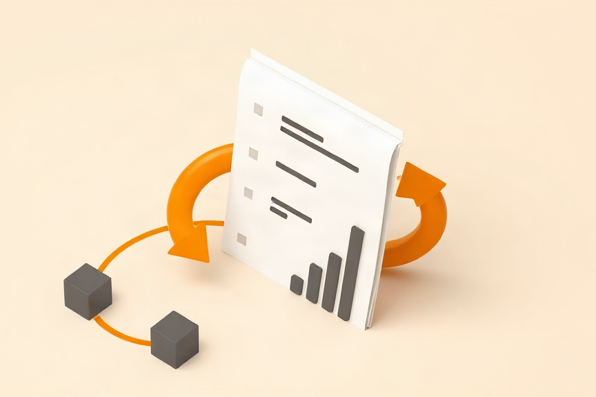 Recurring source data flowing into an automatically refreshed report.